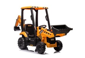 Elektrische minigraver kinderauto - gele emmer - JCB