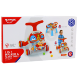 Loopwagen met activiteitentafel - Rood - Interactief - Educatief - 2in1