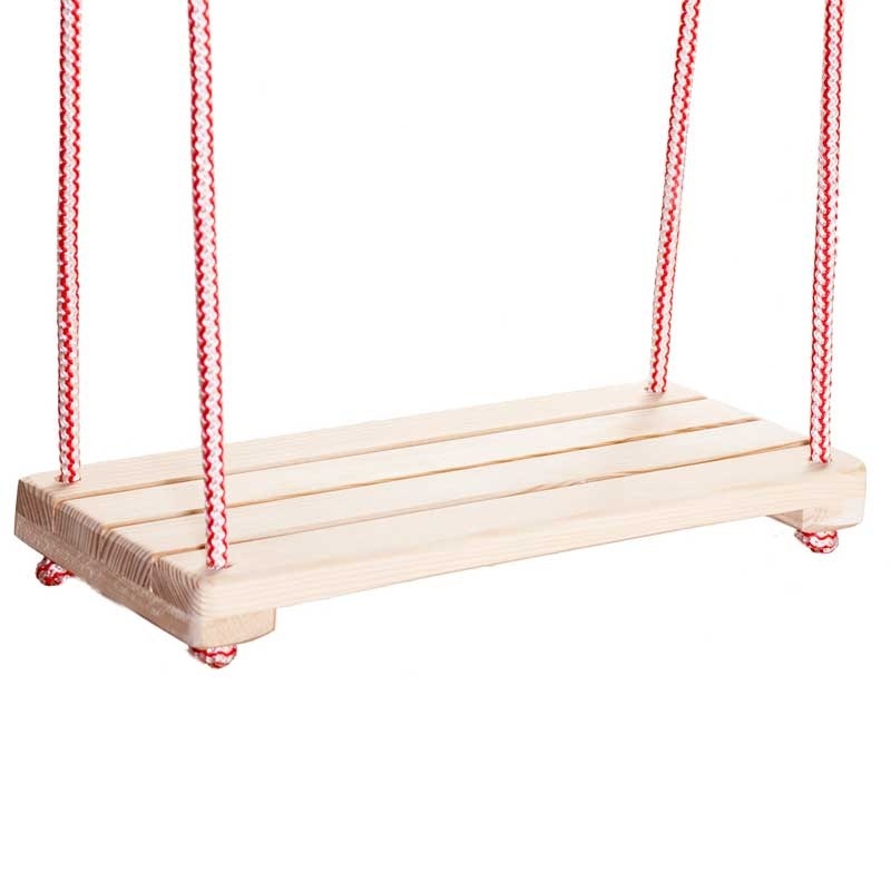 Houten schommel - 42x18 cm - naturel - rood wit