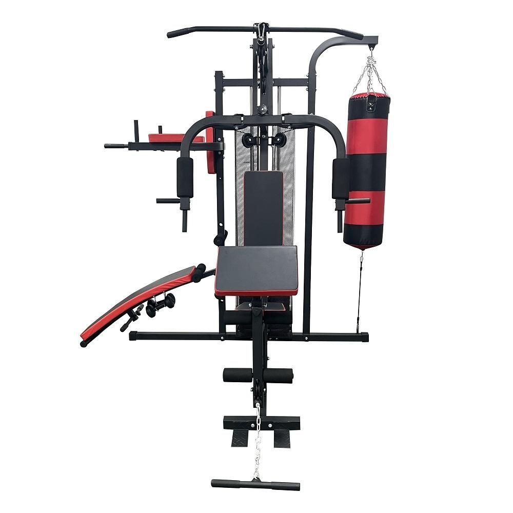 Krachtstation - home gym - met 68 kg gewicht - en bokszak
