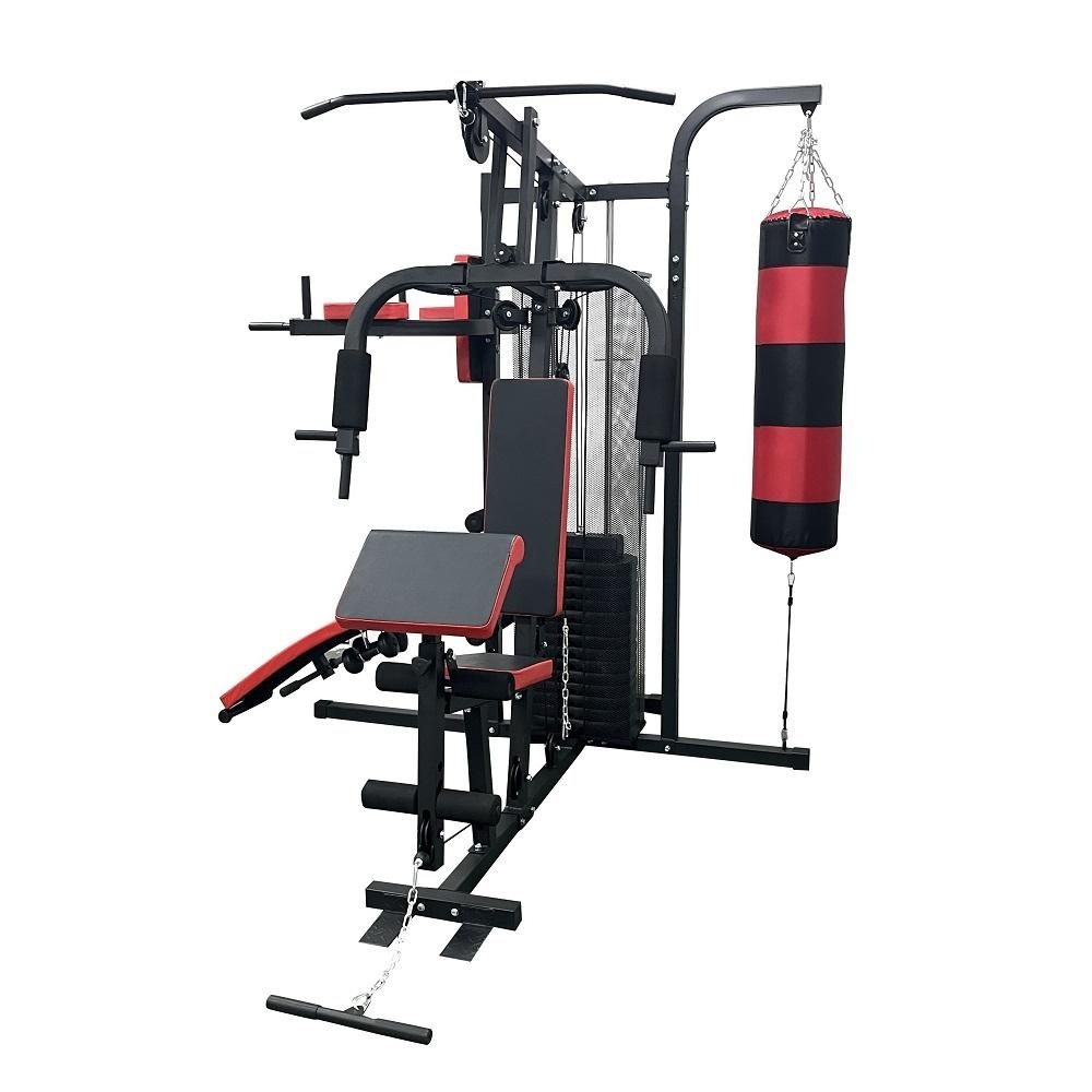 Krachtstation - home gym - met 68 kg gewicht - en bokszak