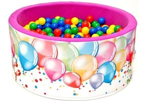 Ballenbak - stevige ballenbad -90 x 40 cm - 200 ballen Ø 7 cm - geel, blauw, rood en groen