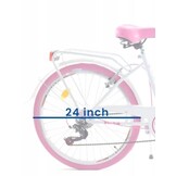 Meisjesfiets 24 inch stevig model roze met wit 6 versnellingen