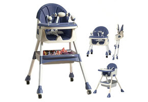 Kinderstoel meegroei - inklapbaar - met speelset - blauw