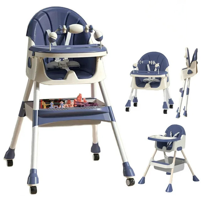 Kinderstoel meegroei - inklapbaar - met speelset - blauw