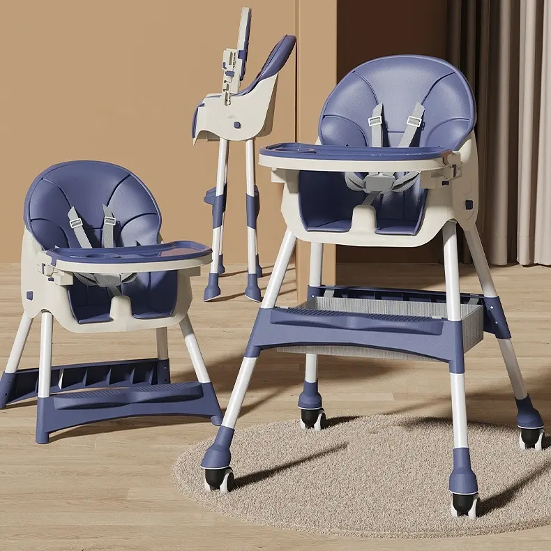 Kinderstoel meegroei - inklapbaar - met speelset - blauw