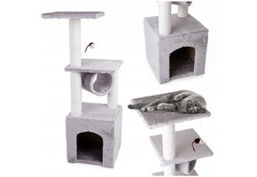 Krabpaal - kattenkrabpaal - kattenpaal - 30x30x95cm - grijs