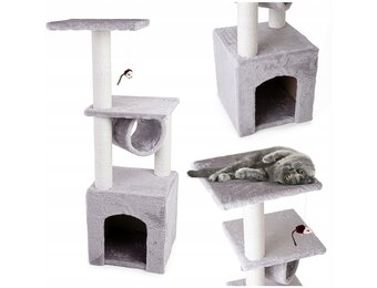 Krabpaal - kattenkrabpaal - kattenpaal - 30x30x95cm - grijs