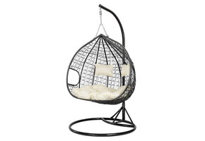 Hangstoel buiten - 2 personen - met frame - zwart beige