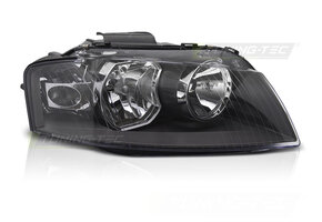 Koplamp rechts - geschikt voor Audi A3 8P 2003-2008 - TYC - zwart