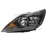 Koplamp links - voor Ford Focus MK2 2008-2010 - TYC - zwart