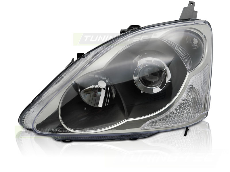 Koplamp links - voor Honda Civic 2003-2006 hatchback - TYC - zwart