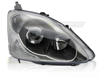 Koplamp rechts - voor Honda Civic 2003-2006 hatchback - TYC - zwart