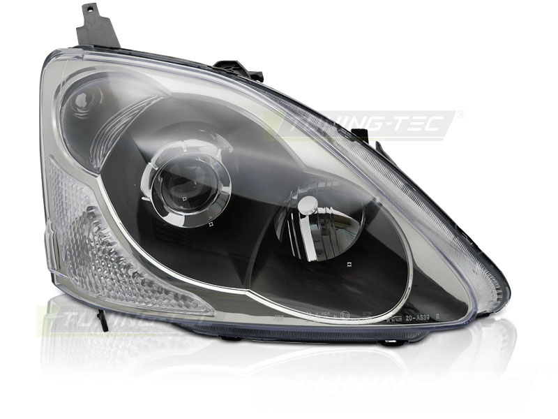 Koplamp rechts - voor Honda Civic 2003-2006 hatchback - TYC - zwart