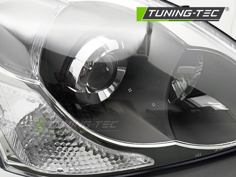 Koplamp rechts - voor Honda Civic 2003-2006 hatchback - TYC - zwart