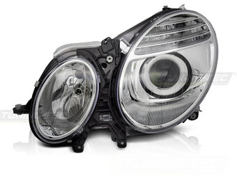 Koplamp links - voor Mercedes W211 2006-2009 sedan/combi - TYC - chroom