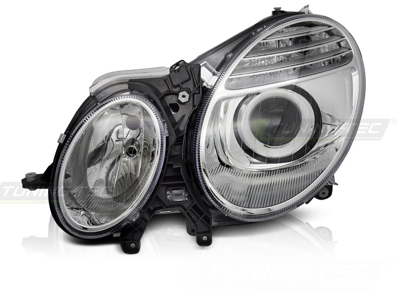 Koplamp links - voor Mercedes W211 2006-2009 sedan/combi - TYC - chroom
