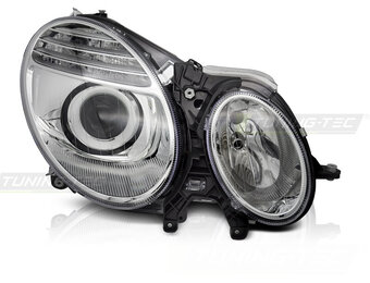 Koplamp rechts - voor Mercedes W211 2006-2009 sedan/combi - TYC - chroom
