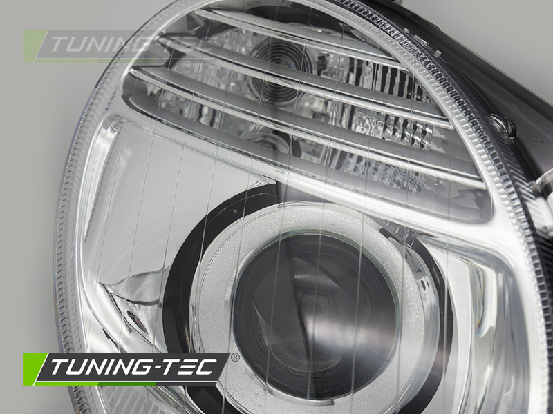 Koplamp rechts - voor Mercedes W211 2006-2009 sedan/combi - TYC - chroom