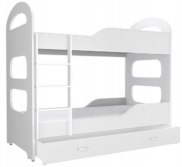 Kinder stapelbed wit - met dubbele matras - 160 x 80 cm