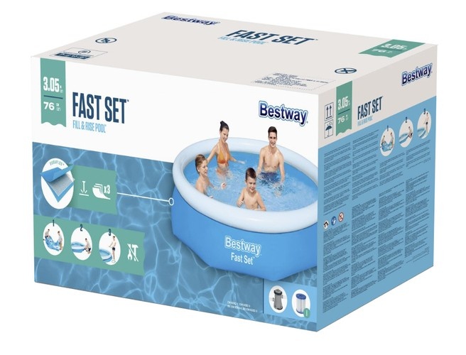 Bestway Fast Set - zwembad met pomp - 305x76cm - 3638L - blauw
