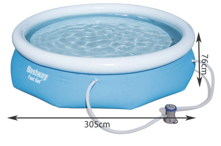Bestway Fast Set - zwembad met pomp - 305x76cm - 3638L - blauw