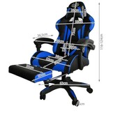 Gamestoel - gaming stoel - voetensteun - blauw zwart