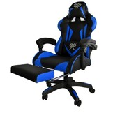 Gamestoel - gaming stoel - voetensteun - blauw zwart