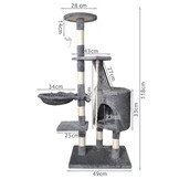 Krabpaal kat - kattenkrabpaal - 118 cm - met speelkoord - grijs