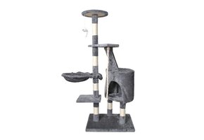 Krabpaal kat - kattenkrabpaal - 118 cm - met speelkoord - grijs