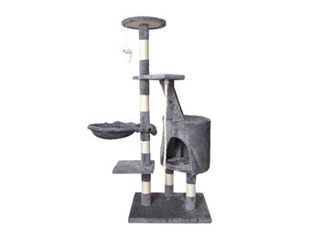 Krabpaal kat - kattenkrabpaal - 118 cm - met speelkoord - grijs