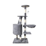 Krabpaal kat - kattenkrabpaal - 118 cm - met speelkoord - grijs