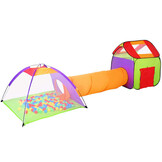 Pop up speeltent - met tunnel en 200 ballen - 280x83x100 cm
