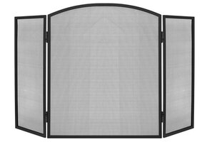 Haardscherm - vonkenscherm - staal - 118x76 cm - zwart