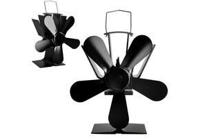Kachelventilator - openhaard ventilator - vijf bladen - zwart