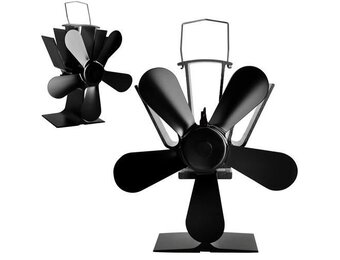 Kachelventilator - openhaard ventilator - vijf bladen - zwart
