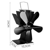 Kachelventilator - openhaard ventilator - vijf bladen - zwart