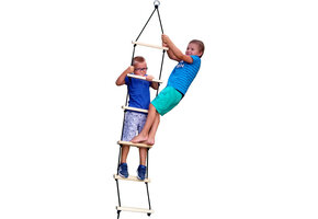 Touwladder - 6 sporten - 35x200 cm - tot 100 kg - grenenhout