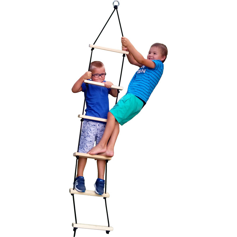 Touwladder - 6 sporten - 35x200 cm - tot 100 kg - grenenhout