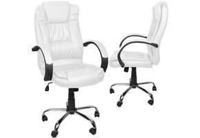 Bureaustoel - eco-leer - wit - 49-59 cm zithoogte