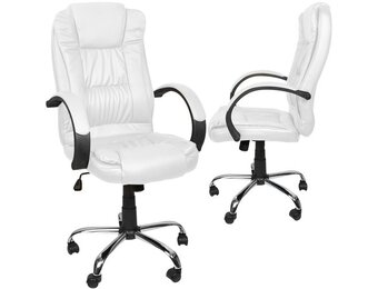 Bureaustoel - eco-leer - wit - 49-59 cm zithoogte