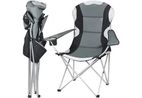 Campingstoel - vouwstoel - grijs/zwart - 55 x 54 x 110 cm
