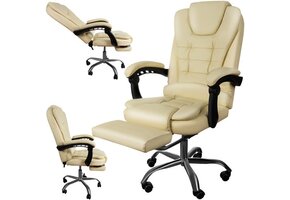 Bureaustoel - eco-leer - beige - voetensteun - 102-110 cm