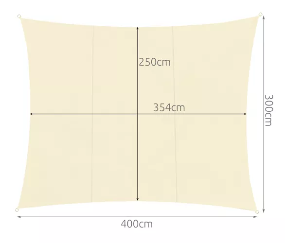 Schaduwdoek - waterdicht - rechthoek - 4x3 m - beige