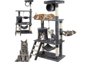 Krabpaal kat - kattenkrabpaal - 141 cm - met speeltje - hangmat