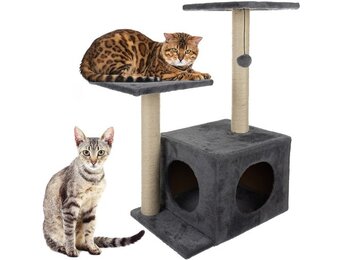 Krabpaal kat - kattenkrabpaal - 71 cm - met speeltje en huisje