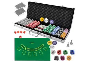 Poker set met koffer - 500 chips - pokermat - 56.5 x 7 x 22 cm