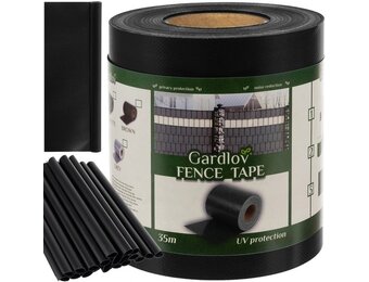 Vlechtband -  tuinafscheiding - met sluitclips - zwart - 19x350 cm