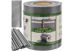 Vlechtband -  tuinafscheiding - met sluitclips - grijs - 19x350 cm