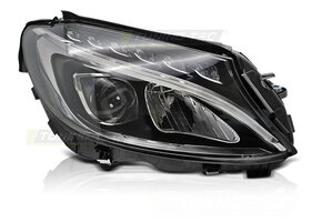 Koplamp rechts LED - voor Mercedes W205 2014-2018 sedan/station - TYC - zwart